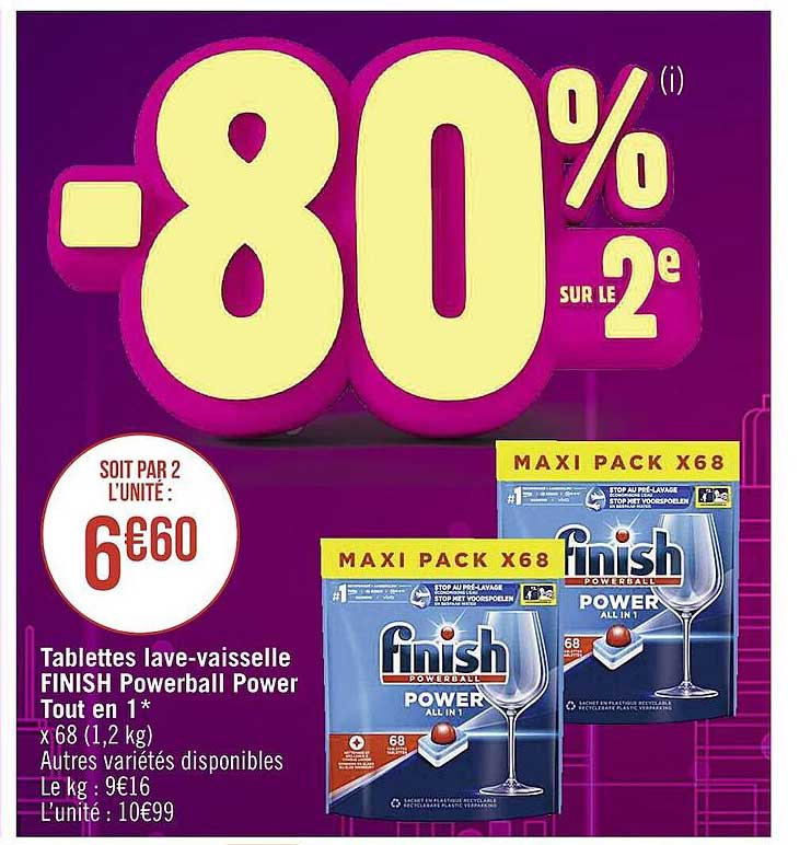 tablettes lave-vaisselle finish powerball power tout en 1