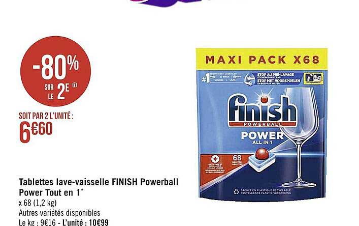 tablettes lave-vaisselle finish powerball power tout en 1