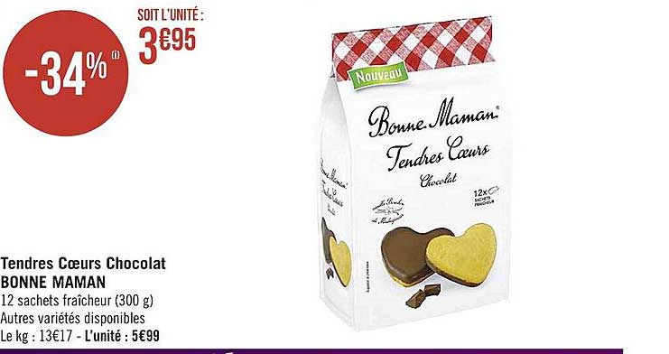 tendres cœurs chocolat bonne maman