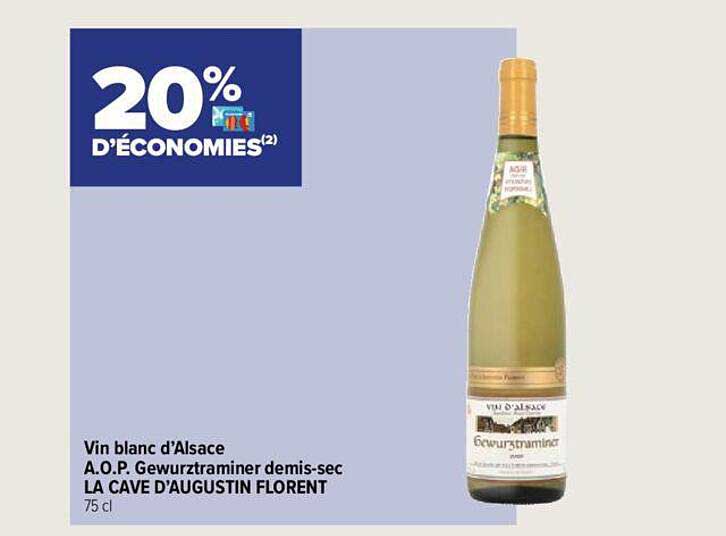 vin blanc d'alsace a.o.p. gewurztraminer demis-sec la cave d'augustin florent