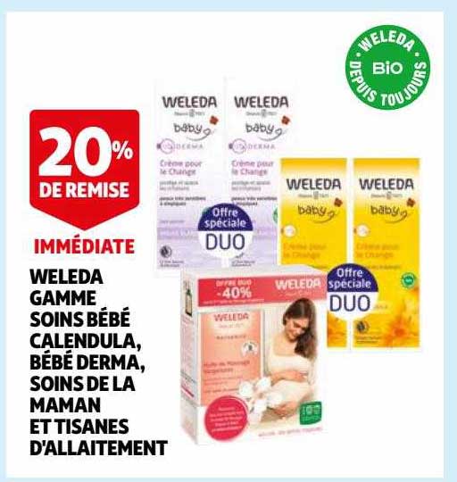 weleda gamme soins bébé calendula, bébé derma, soins de la maman et tisanes d'allaitement