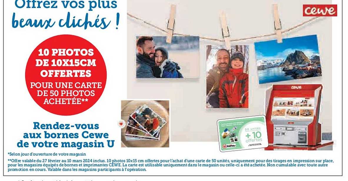 10 photos de 10 x 15 cm offertes