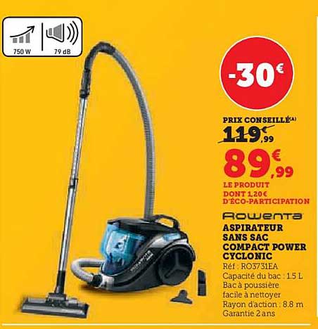 aspirateur sans sac compact power cyclonic rowenta