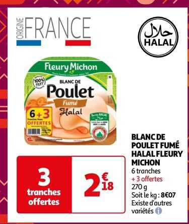 blanc de poulet fumé halal fleury michon