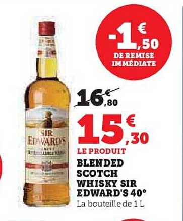 blended scotch whisky sir edward's 40°