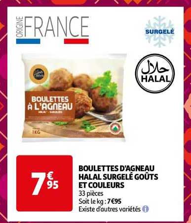 boulettes d'agneau halal surgelé goûts et couleurs