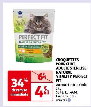croquettes pour chat adulte stérilisé natural vitality perfect fit