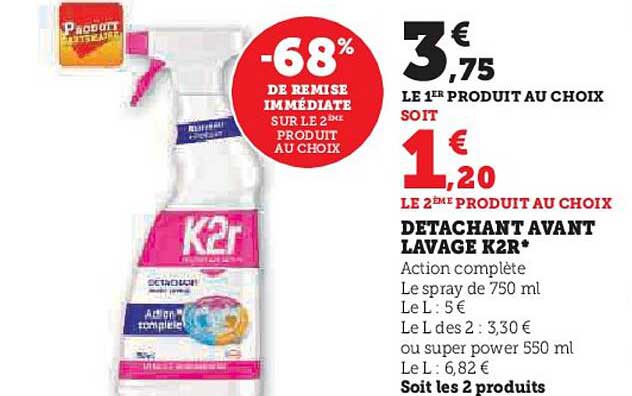 détachant avant lavage k2r