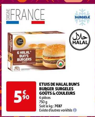 étuis de halal bun's burger surgelés goûts & couleurs