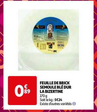 feuille de brick semoule blé dur la bizertine