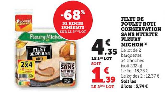 filet de poulet rôti conservation sans nitritre fleury michon