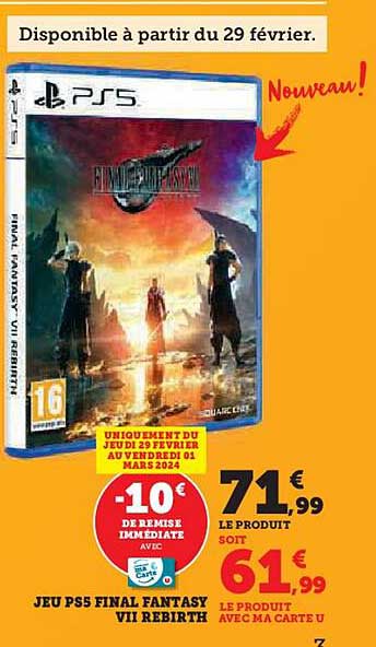 jeu ps5 final fantasy VII rebirth