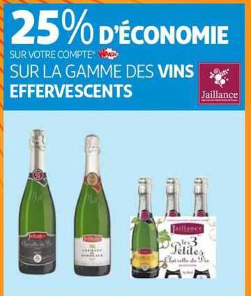 la gamme des  vins effervescents