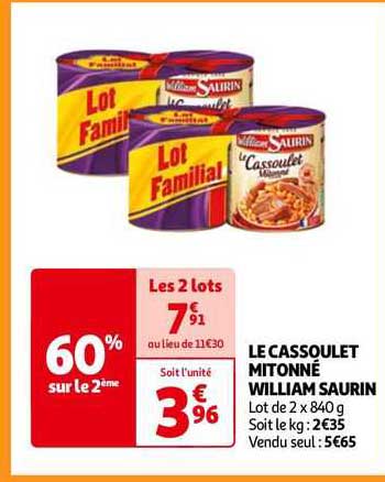 le cassoulet mitonné william saurin