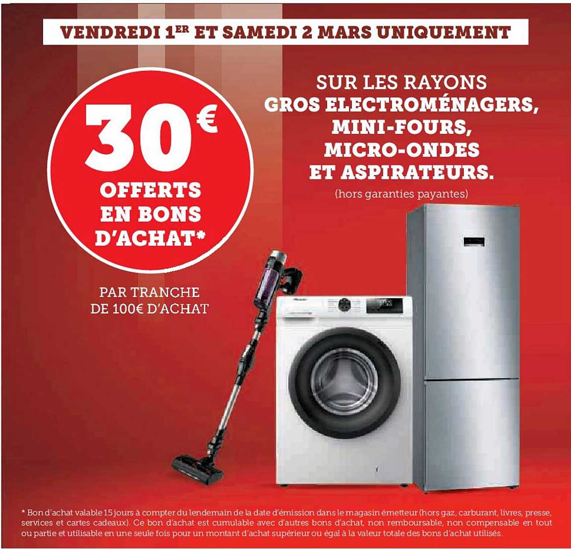 les rayons gros électroménagers, mini-fours, micro-ondes et aspirateurs