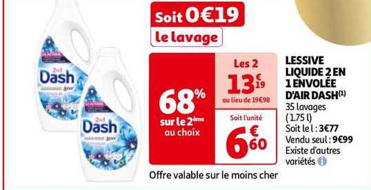 lessive liquide 2 en 1 envolée d'air dash