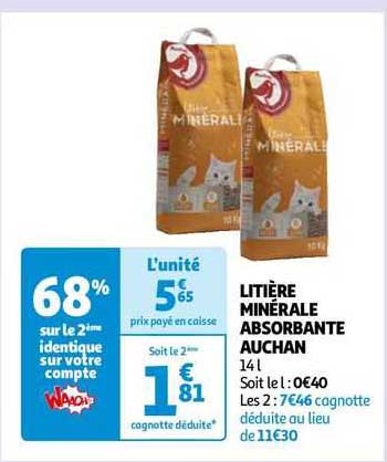 Litière Minérale Absorbante Auchan