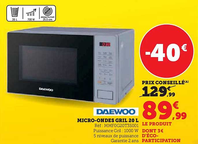 micro-ondes gril 20 l daewoo