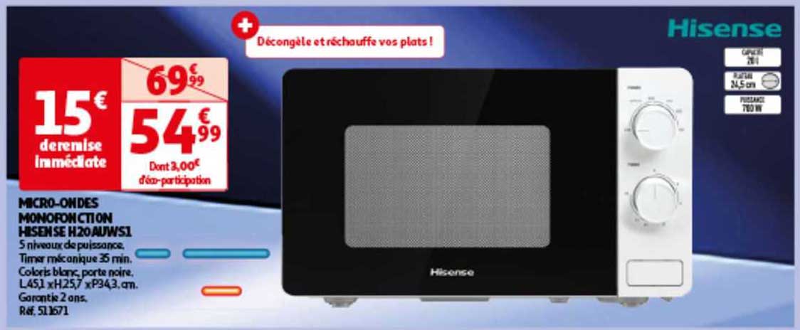 micro-ondes monofonction hisense h20auws1