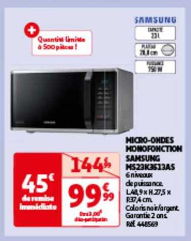 micro-ondes monofonction samsung ms23k3513as
