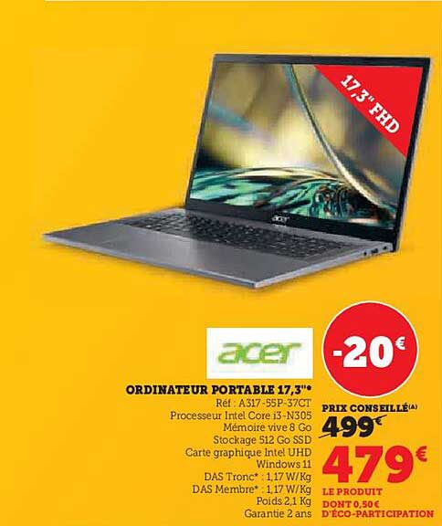 Ordinateur Portable 17,3" Acer