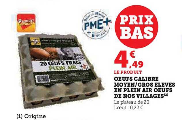 œufs calibre moyen/gros élevés en plein air œufs de nos villages