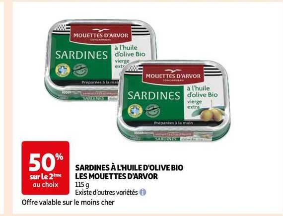 sardines à l'huile d'olive bio les mouettes d'arvor