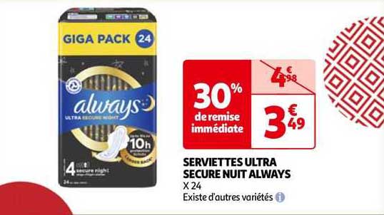 serviettes ultra secure nuit always