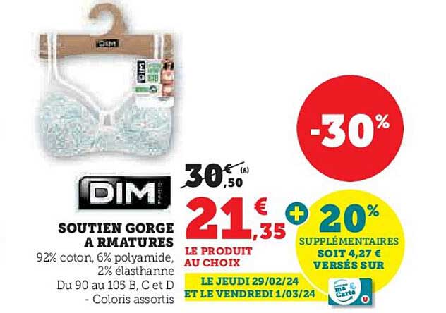 soutien gorge à armatures dim paris