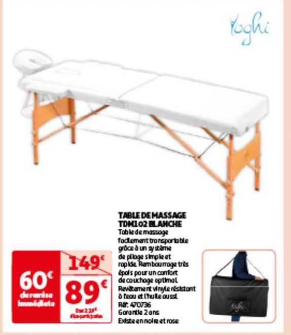 table de massage tdm1o2 blanche yoghi