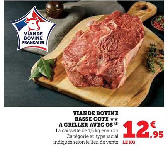 viande bovine basse côte**à griller avec os