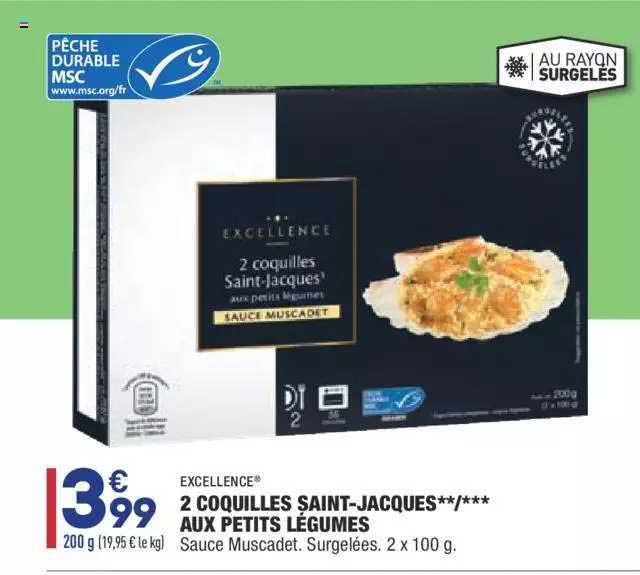 2 coquilles saint-jacques - au petits légumes excellence
