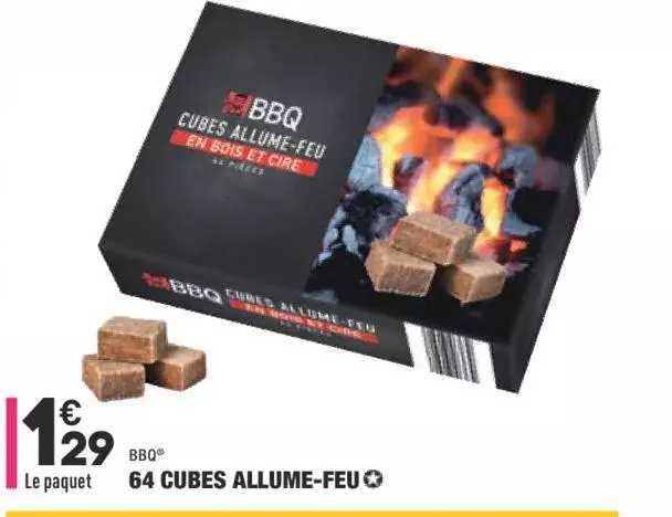 64 cubes allume-feu bbq
