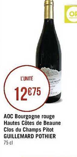 aoc bourgogne rouge hautes côtes de beaune clos du champs pitot guillemard pothier