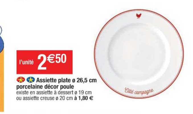 Assiette Plate 26,5 Cm Porcelaine Décor Poule