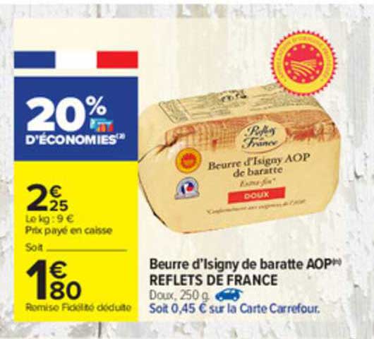 beurre d'isigny de baratte aop reflets de france