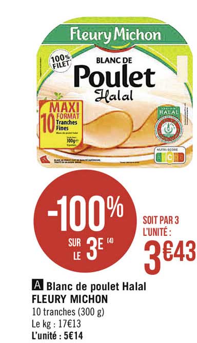 blanc de poulet halal fleury michon