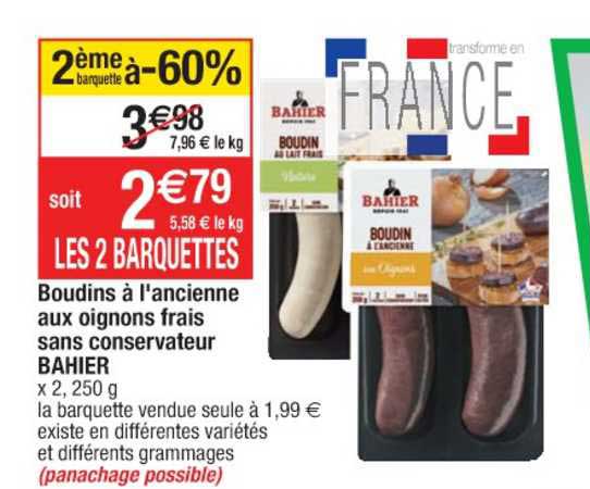 boudins à l'ancienne aux oignons frais sans conservateur bahier