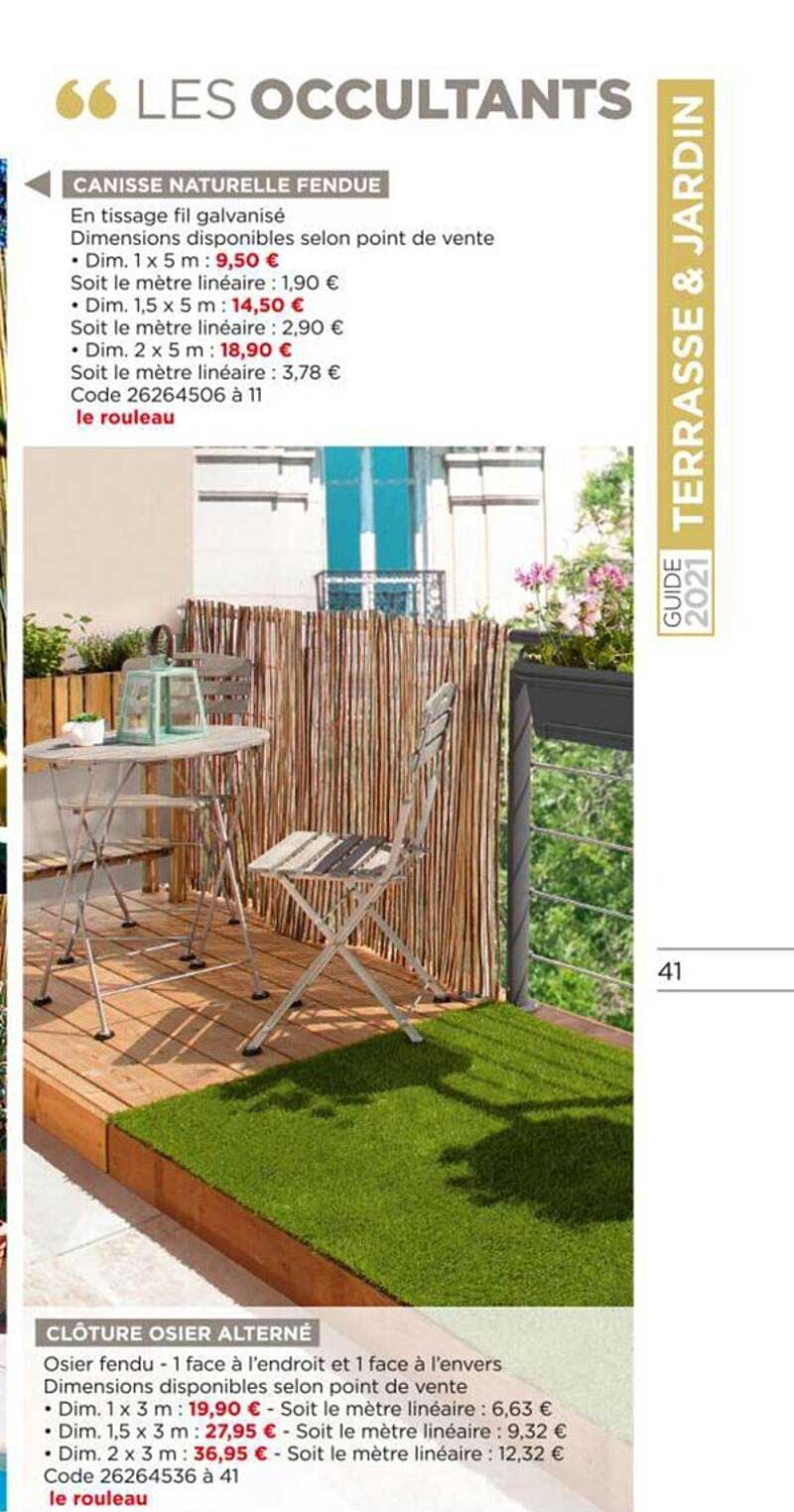 Canisse Naturelle Fendue, Clôture Osier Alterné