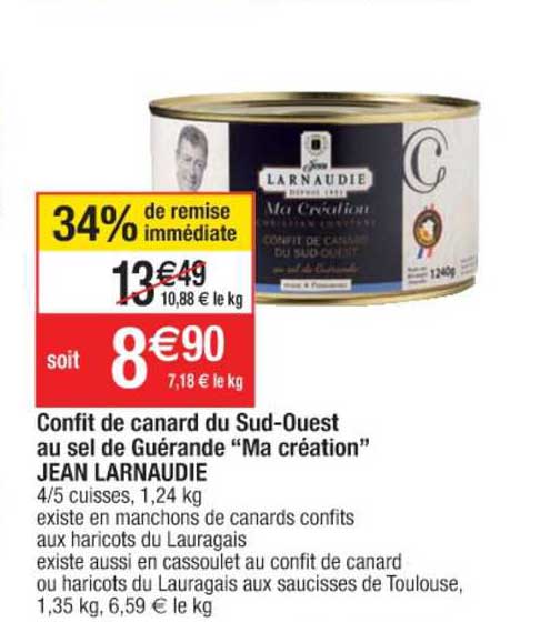 confit de canard du sud-ouest au sel de guérande "ma création" jean larnaudie