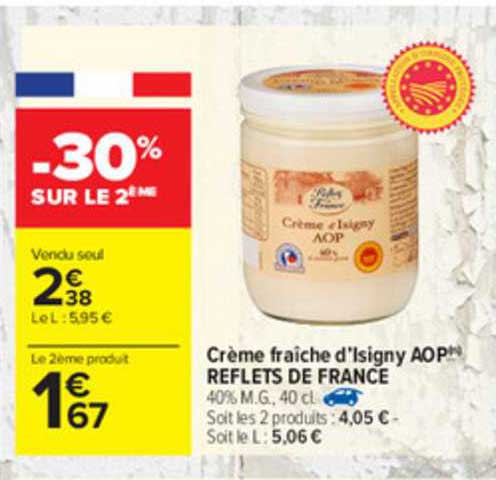 crème fraîche d'isigny aop reflets de france