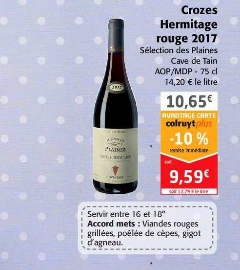 crozes hermitage rouge 2017 sélection des plaines cave de tain