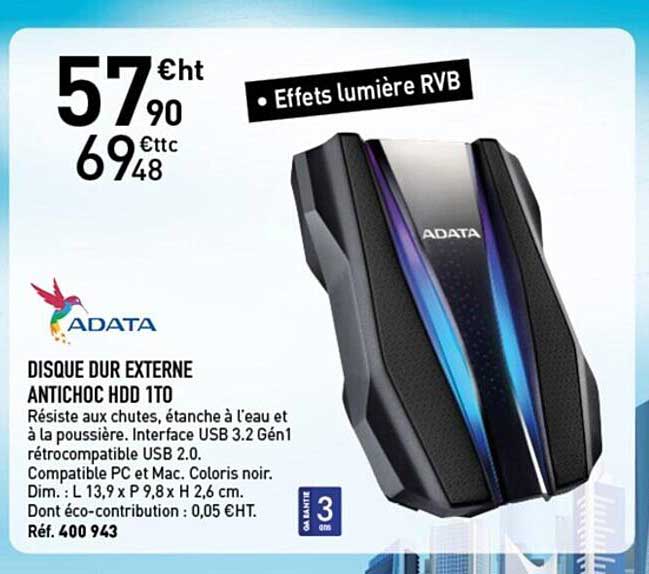 disque dur externe antichoc hdd 1to adata