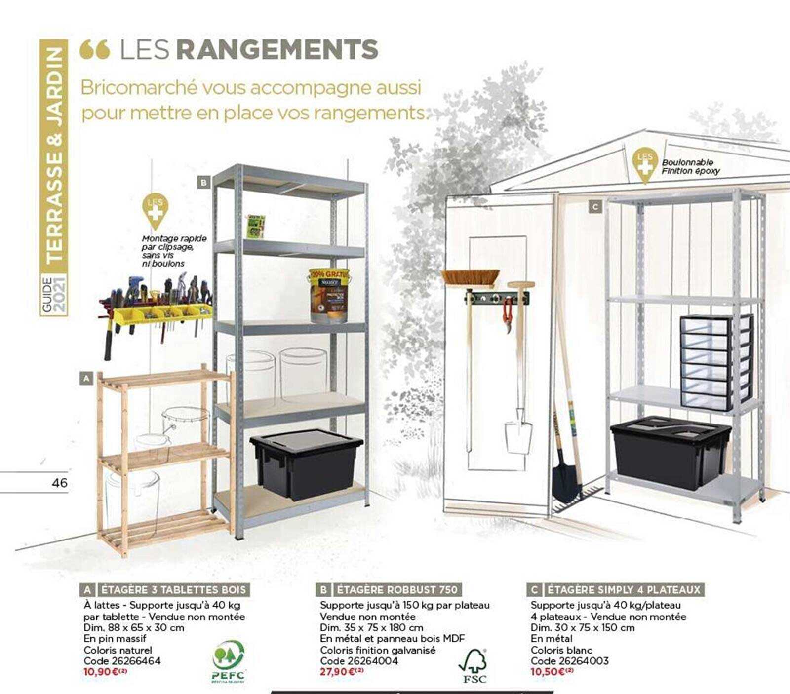 étagère 3 tablettes bois, étagère robuste 750, étagère simply 4 plateau