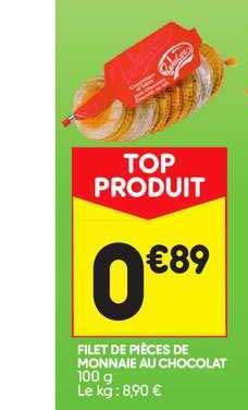 filet de pièces de monnaie au chocolat