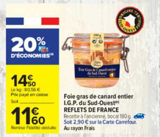 foie gras de canard entier i.g.p. du sud-ouest reflets de france