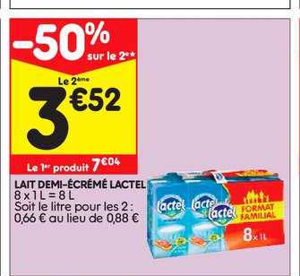 Lait Demi-écrémé Lactel