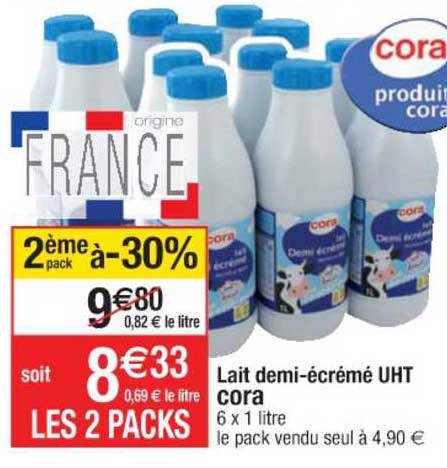 lait demi-écrémé uht cora