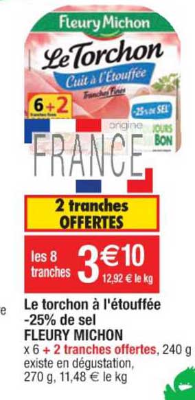 le torchon à l'étouffée -25% de sel fleury michon