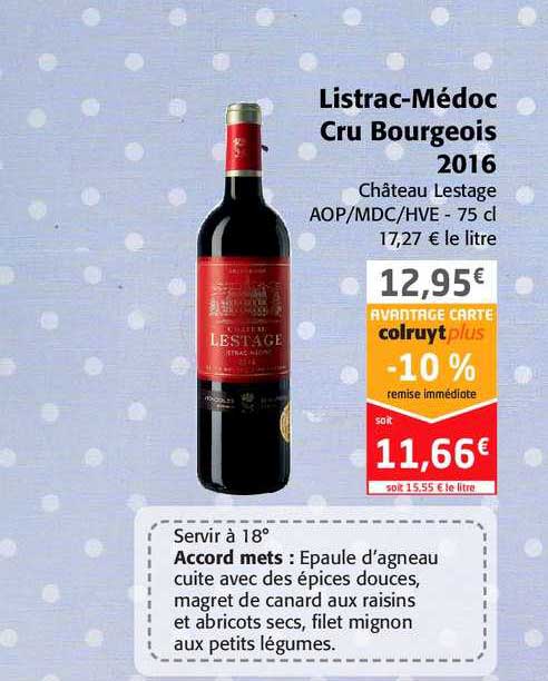 listrac-médoc cru bourgeois 2016 château lestage